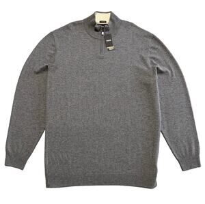 Boss H-Hemario Quarter Zip Sweater Men's 3XT Big & Tall Wool Cashmere Gray NWT